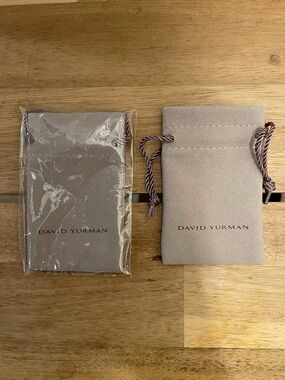 David Yurman Taupe Suede Jewelry Pouch with Twisted Cord (2 pouches)
